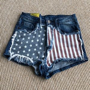 High waist Red white & blue American jean shorts
